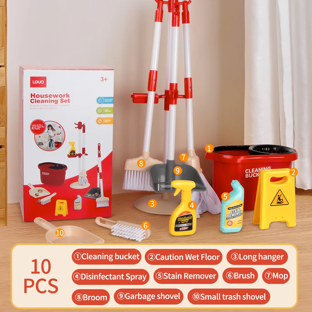 Cleaning Toys Children's Pretend Play Cleaning Set and Sanitation Simulation Broom Vacuum Cleaner Tool Toy For Children Gift