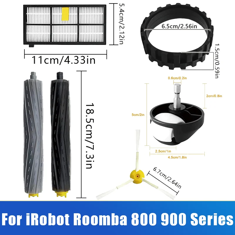 Spare Parts for iRobot Roomba 800 900 Series Vacuum Main Side Brush Hepa Filter Wheel Replacement