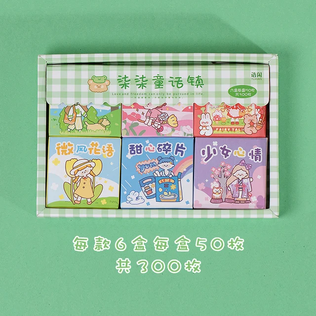Yoofun 300pcs/box 6 Designs Cute Stickers for Bullet Journaling Scrapbooking kawaii Innovative Decorative Stationery Stickers H