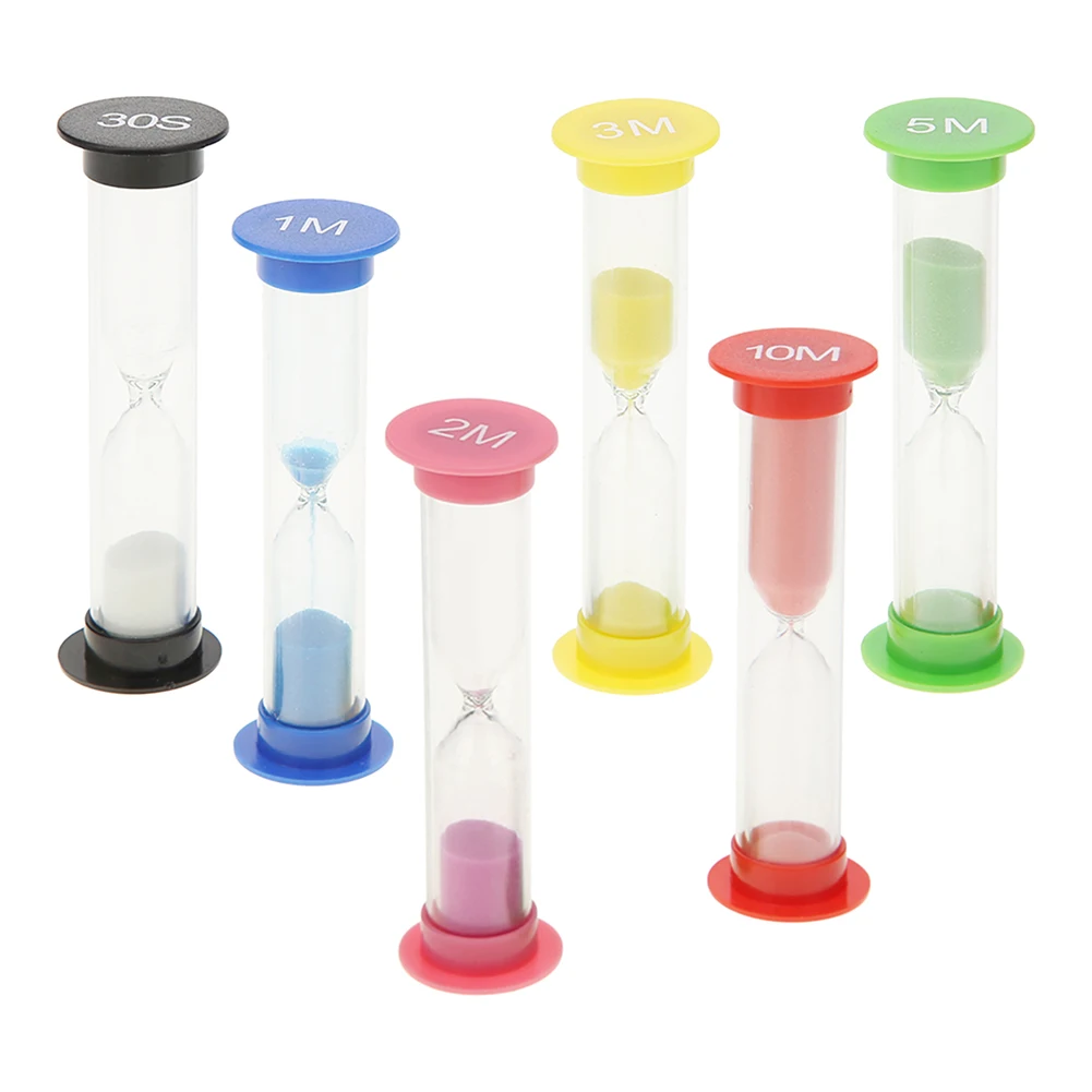 Z2 6pcs/set Creative Plastic Hourglasses Sandglass Timer Children Time Toy Gift Home Decoration 0.5/1/2/3/5/10 minutes Hourglass 2