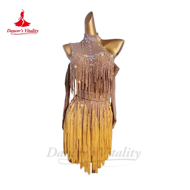

Latin Dance Competiton Dress Custom Adult Children Rumba Chacha Tango Performance Professional Costume Adult Child Latin Dresses