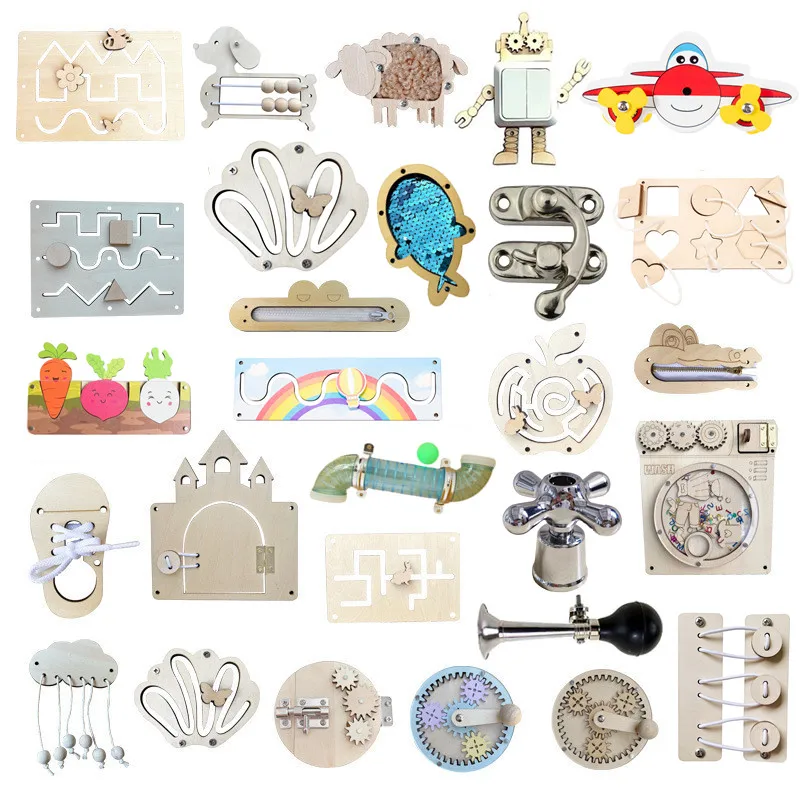 Montessori Sensory Toys Kids Busy Board DIY Accessories Baby Activity Fine Motor Skills Learning Games Early Education Busyboard