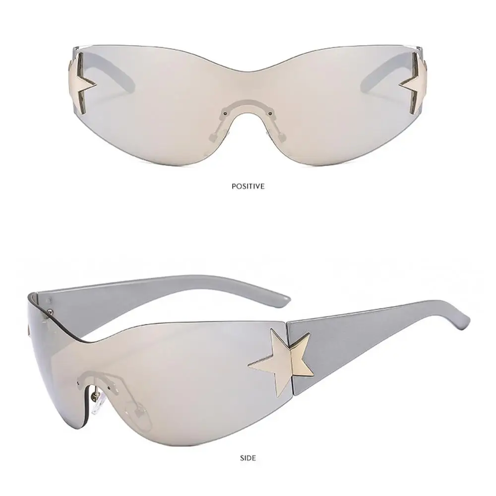 Rimless Sunglasses Oversized Trendy Y2K Wrap Around Sunglasses Punk One Piece Goggles Sports Sun Glasses Shades Driving_voghion.com