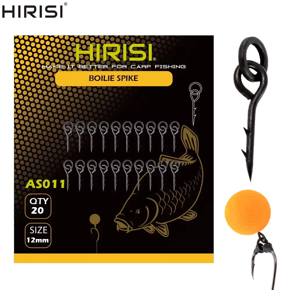 Hirisi 20 Stück Karpfenangeln Boilie Schraube Spike Angelköder Nadel mit massivem Ring Karpfenangeln Zubehör Terminal Tackle AS011