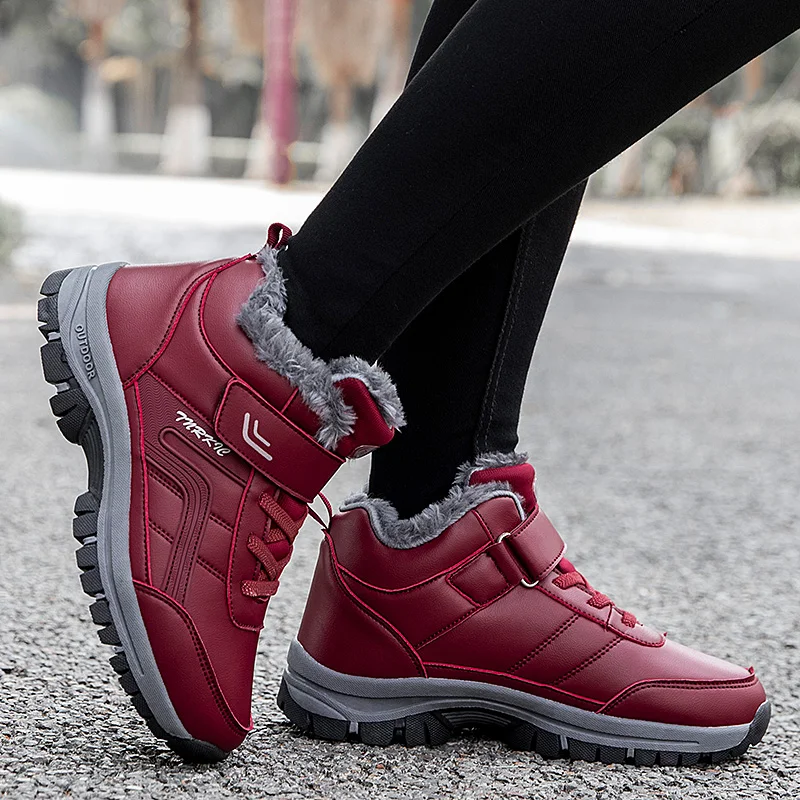 Men Leather Hiking Shoes Winter Warm Comfortable Sneakers Fashion Shoes Walking Footwear Tooling Shoes Lace-up Vulcanize Shoes