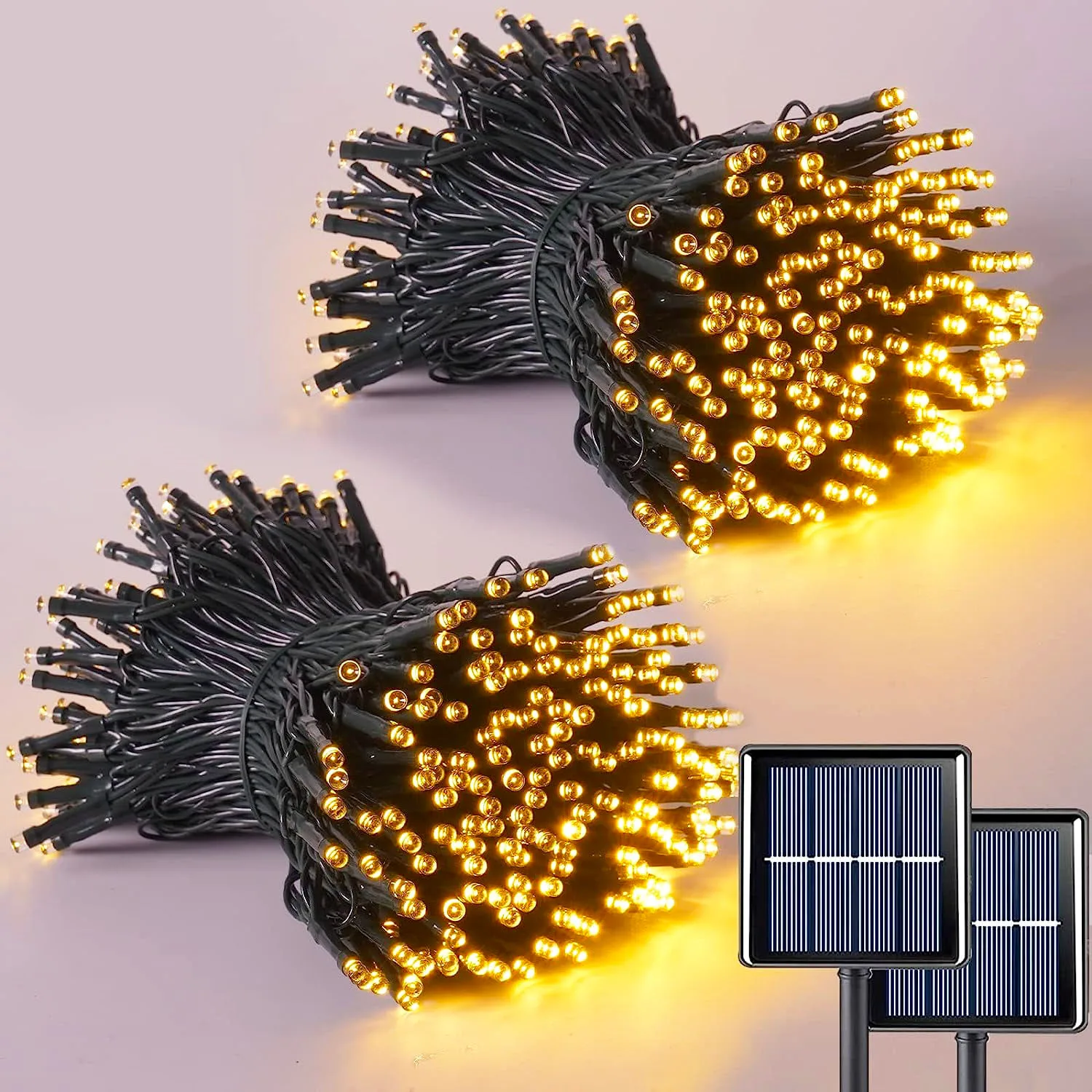 2Pack Solar String Lights Outdoor Waterproof Fairy Christmas Twinkle Lights with 8 Modes Tree Lights for Outdoor Garden Patio solar led lighted patio umbrella waterproof solar umbrella with 104 solar led lights cantilever hanging umbrella with 8 modes