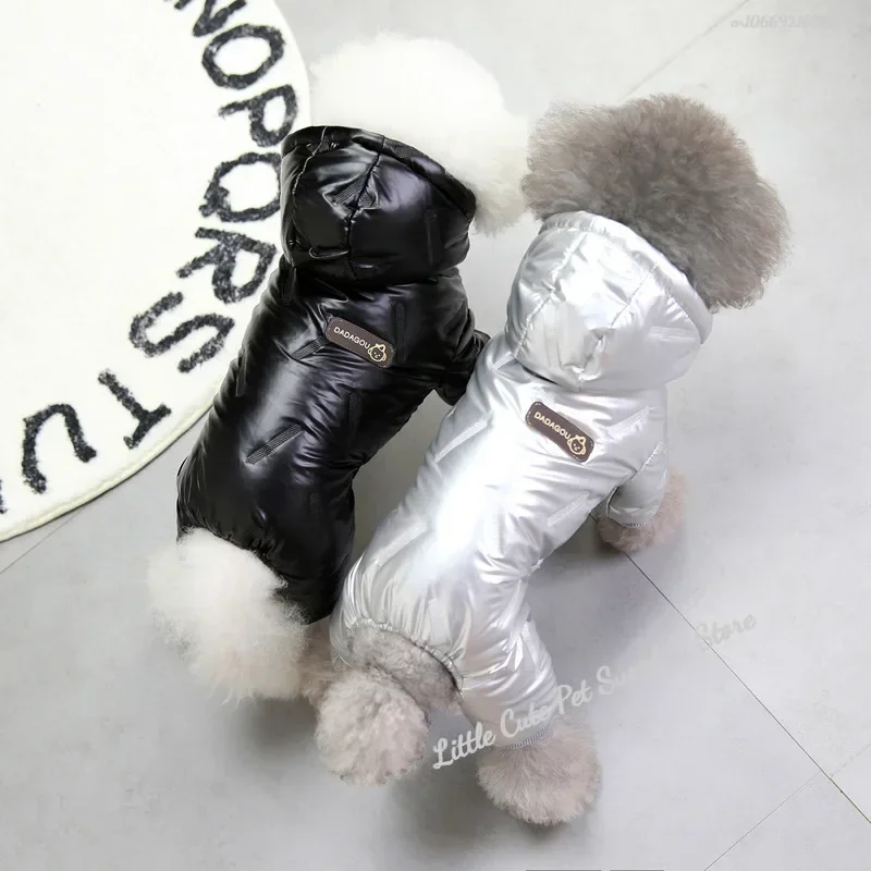 Fur Collar Dogs Coat Winter Warm Dog Jacket Pet Clothes for Small Medium Dogs Traction Dog Jacket Coat Teddy Bichon Pet Clothes