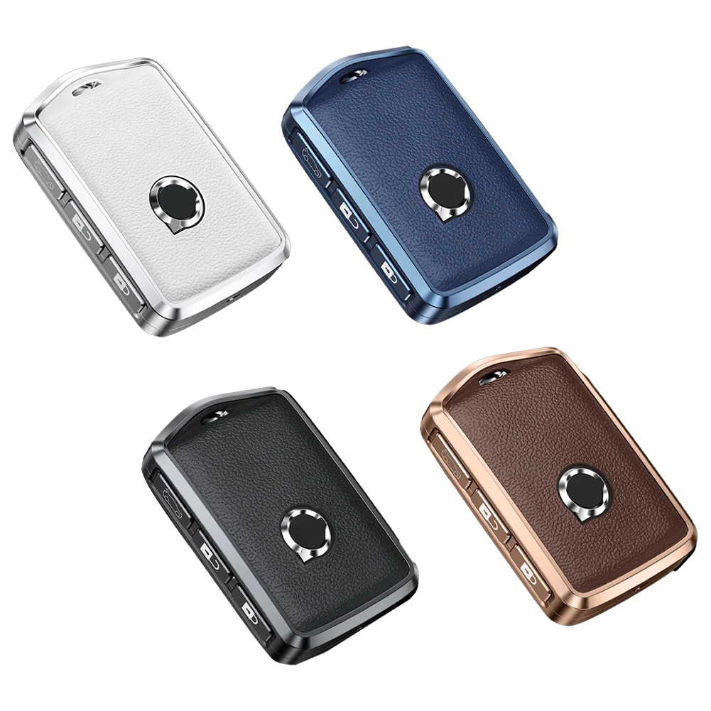 

Car Key Fob Case Cover Holder Shell Aluminium Leather For Volvo S60 S90 XC60 V90 Auto Accessories