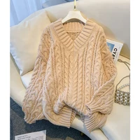MEXZT Harajuku Sweater Women Fashion Oversized Pink V Neck Knitted Pullovers Korean Long Sleeve Knitwear Winter Casual Jumpers - Image 4