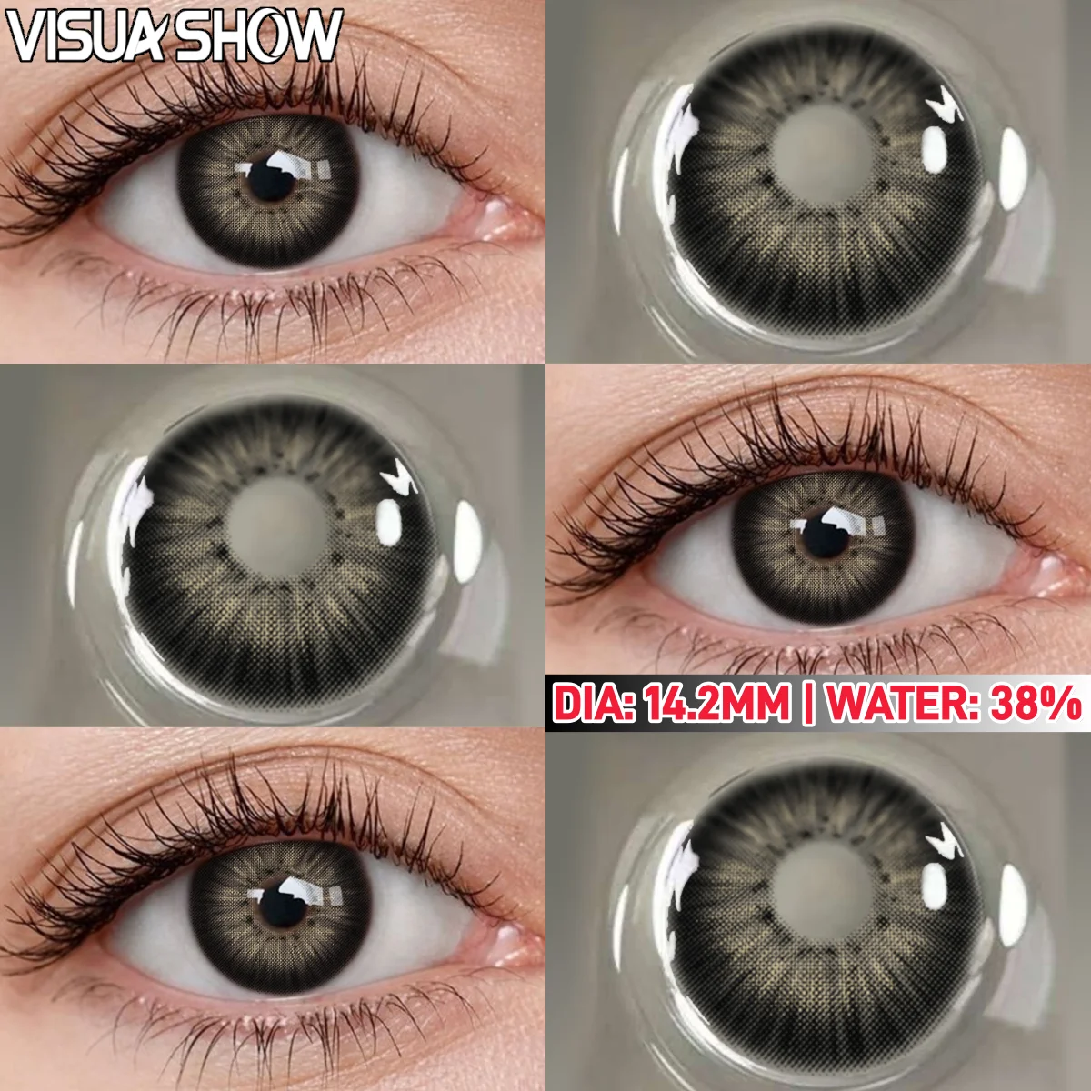 Visuashow Black Cosmetic Contact Lenses for Cosplay Makeup (2-Pack, Yearly Use)
