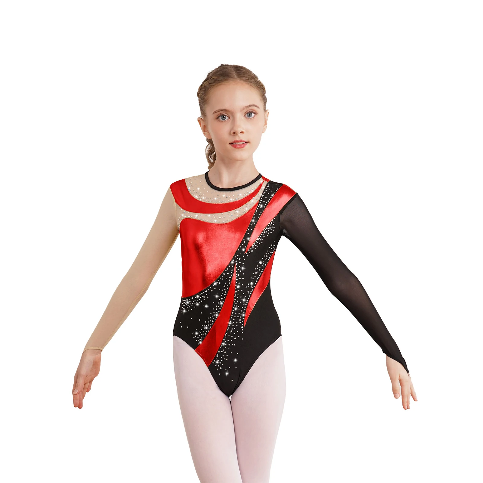 Body Da Ginnastica Per Bambine 5-14 Anni – ZNYUNE Tutina Elasticizzata Con Striscce – Abbigliamento Balletto E Sport