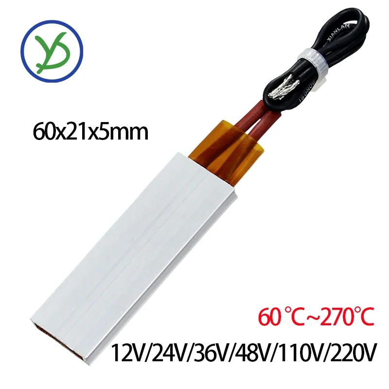 60x21mm 12V~220V 70~270℃ PTC Ceramic Heating Sheet AC DC Heat Resistor Plate Aluminum Incubator Parts Hair Dryer Heating Element