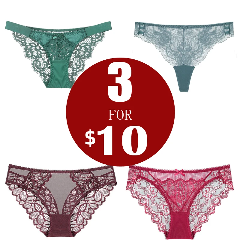 Women's Panties Brand New Cotton Crotch Lace Underwear For Women 3 pcs