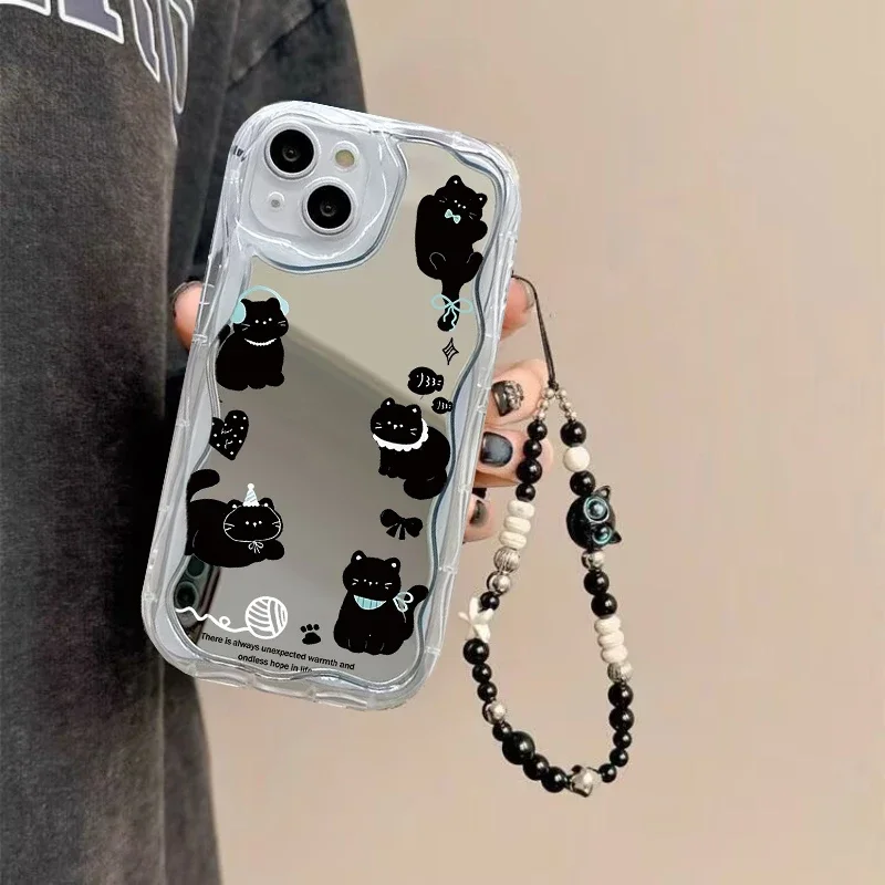 Adorable Black Cat Chain Phone Case Cover