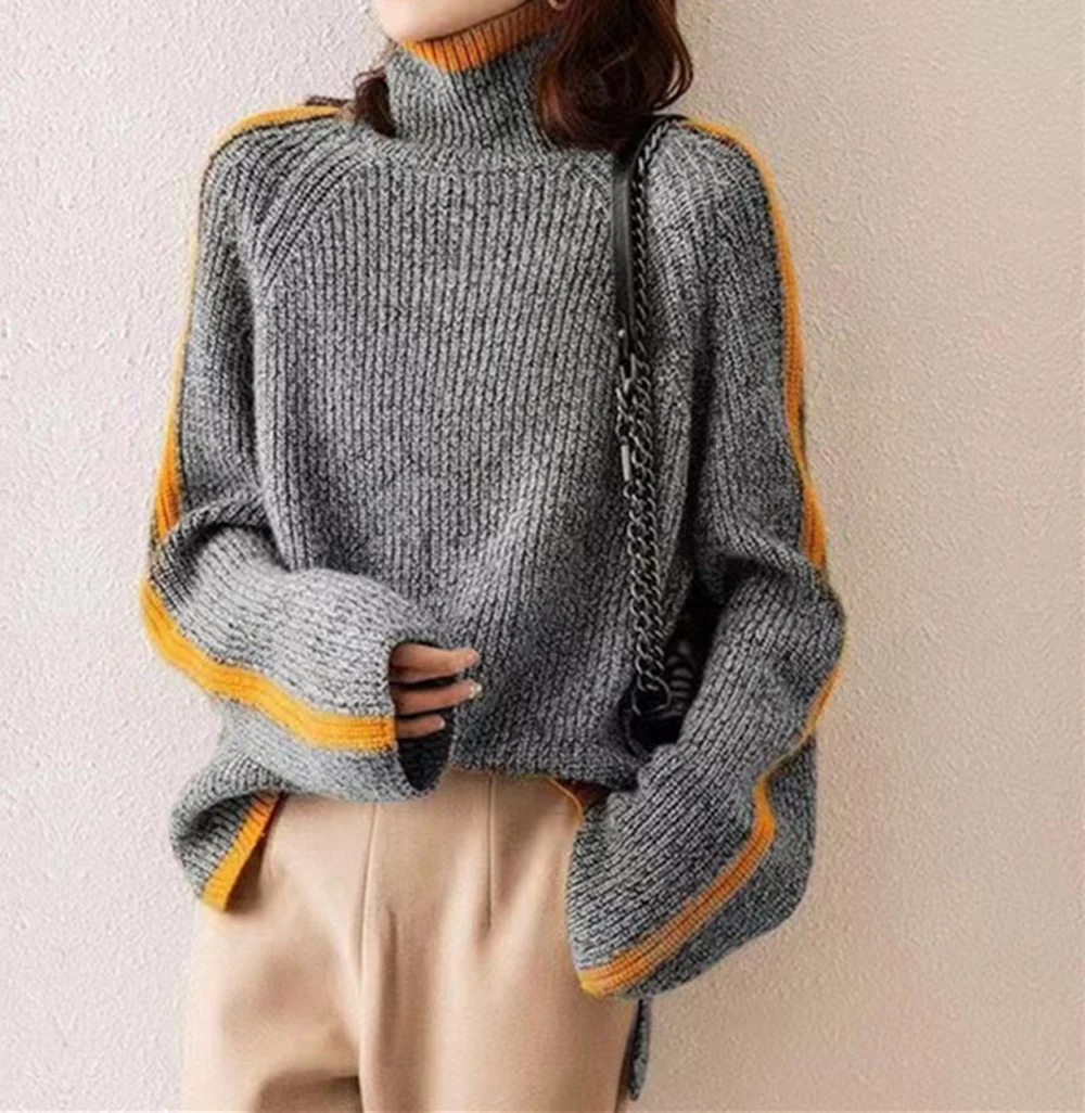Autumn Female Loose Striped Knitted Sweater