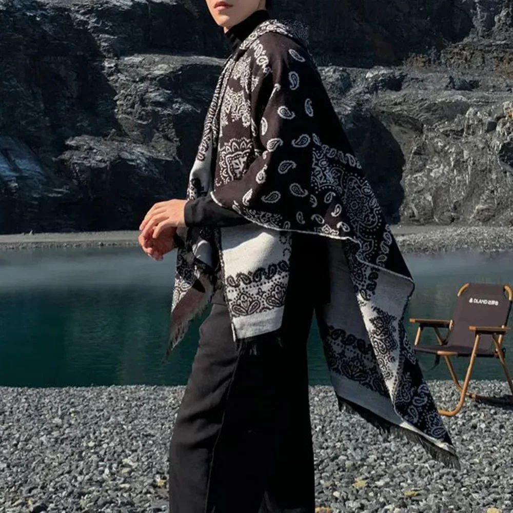 Men Knitted Cloak Hooded Scarf for Autumn