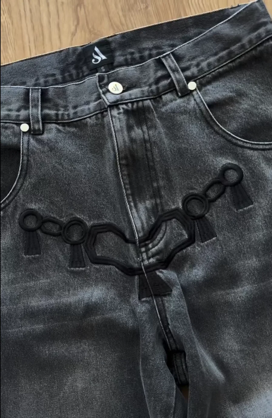 Y2K Gothic Japanese Embroidery Baggy Jeans High Street Retro Straight Wide Leg Denim Pants Harajuku Work Pants Pirate Jeans 6