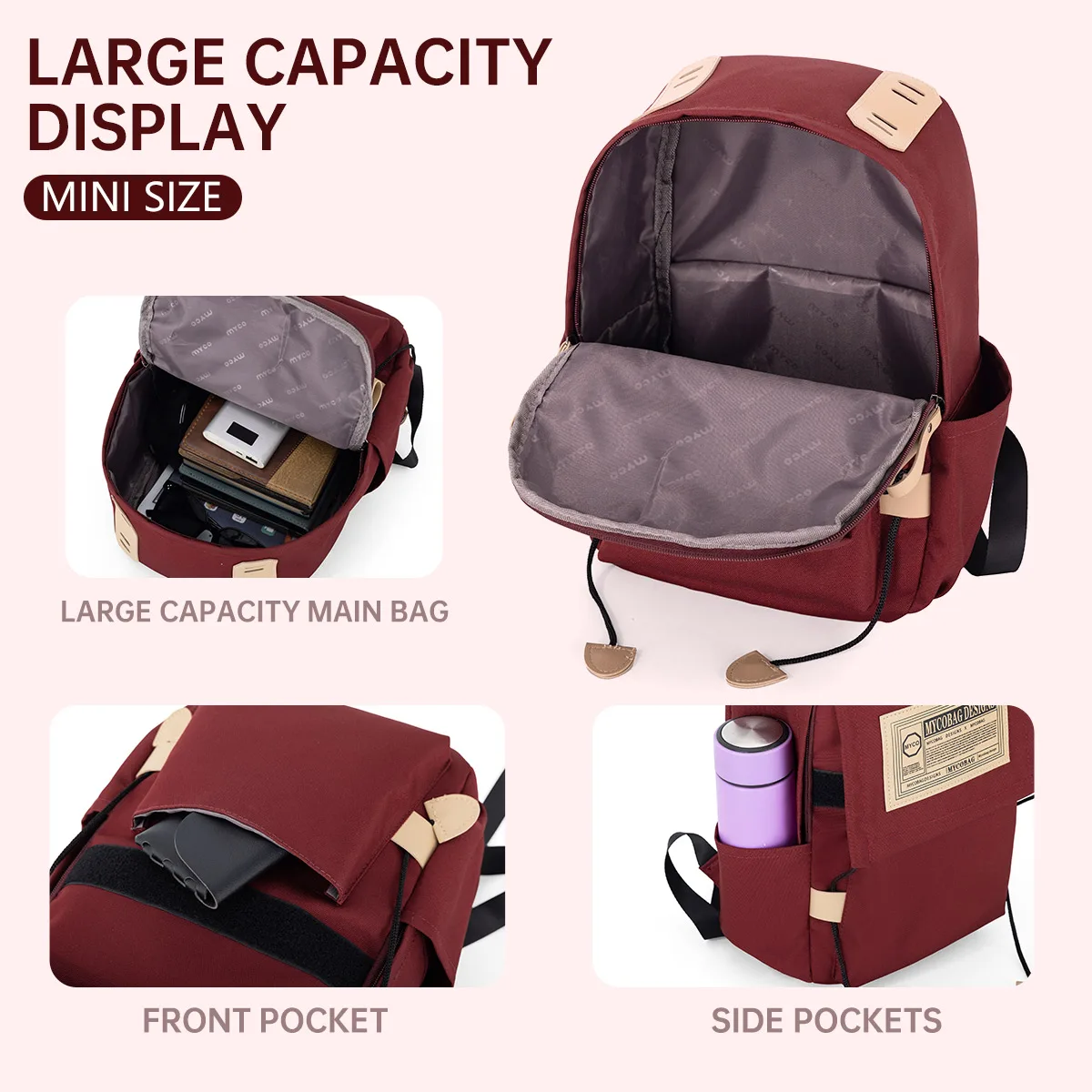 Large Capacity 15.6Inch Computer Backpack K-Style High School College Girls Satchel Backpack Men's Pure Color School Bag