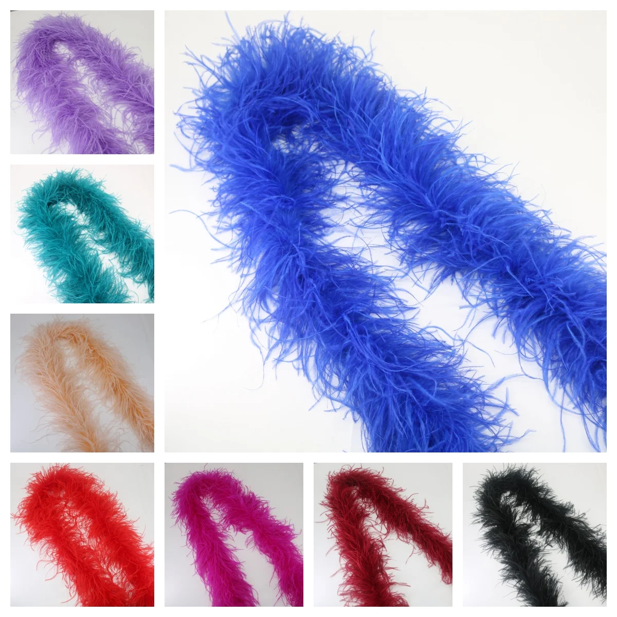 

6 Layer Ostrich Feather Boa Fringed Dress 2 Meters Clothing Accessories Wedding Decoration Home Decor Centerpiece Carnival DIY