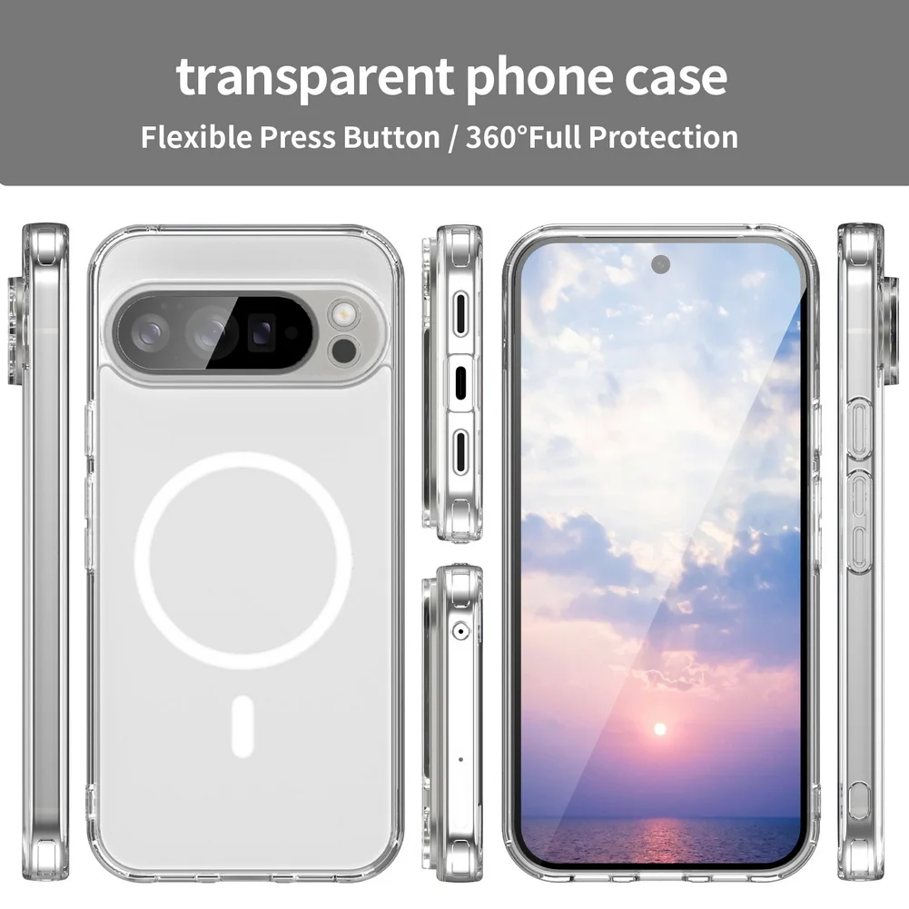Enhanced Magnetic Clear Case with Camera Protection and Anti-Yellowing Technology for Magsafe Wireless Charging