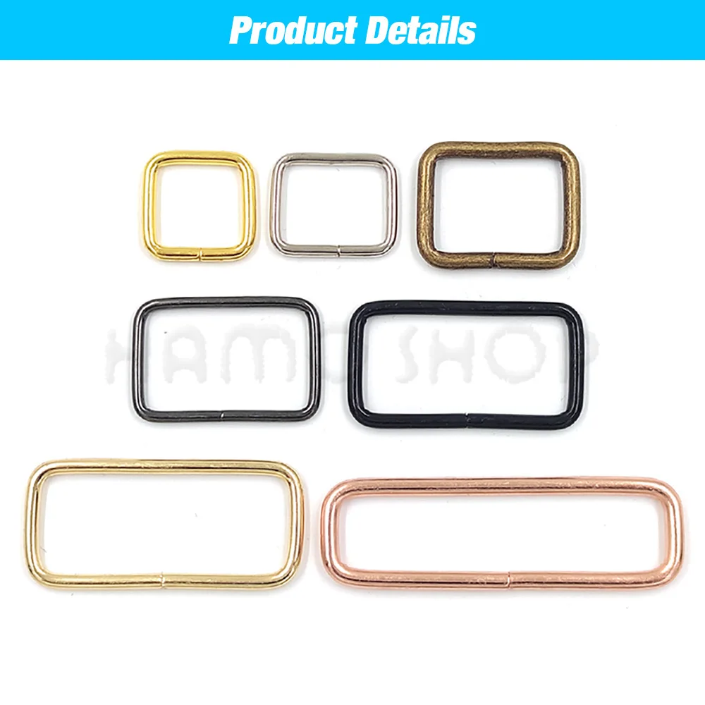 Metal Adjustable Rectangle Square Ring Buckle Clasp Slider Belt Loop 10/12pcs for Backpack Strap Bag Pets Collar DIY Accessories