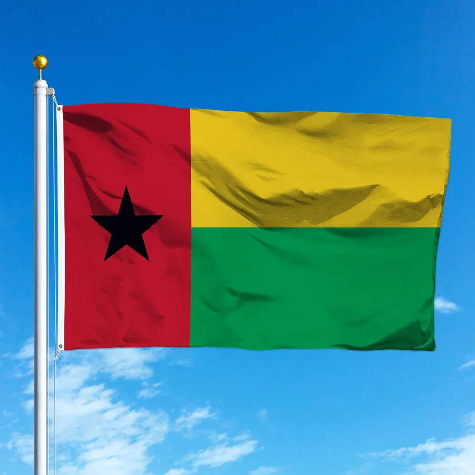 Lot De 50 Drapeaux De La Guinée-Bissau à Main PTEROSAUR - 14x21 Cm, Mât Plastique 30 Cm - Pour événements Sportifs, Fêtes