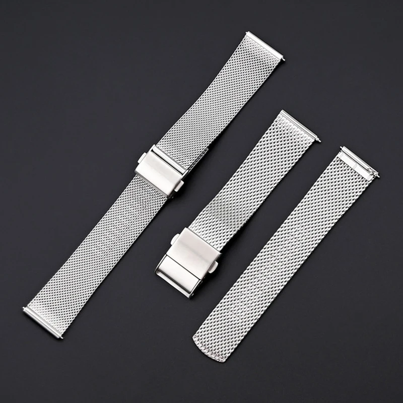 Premium Milanese Loop Stainless Steel Watch Band with Folding Buckle