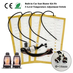 Universal Dual-Control Car Seat Heater Kit with Alloy Wire Heating Pads and 3-Level Adjustable Heat (Round switch button)