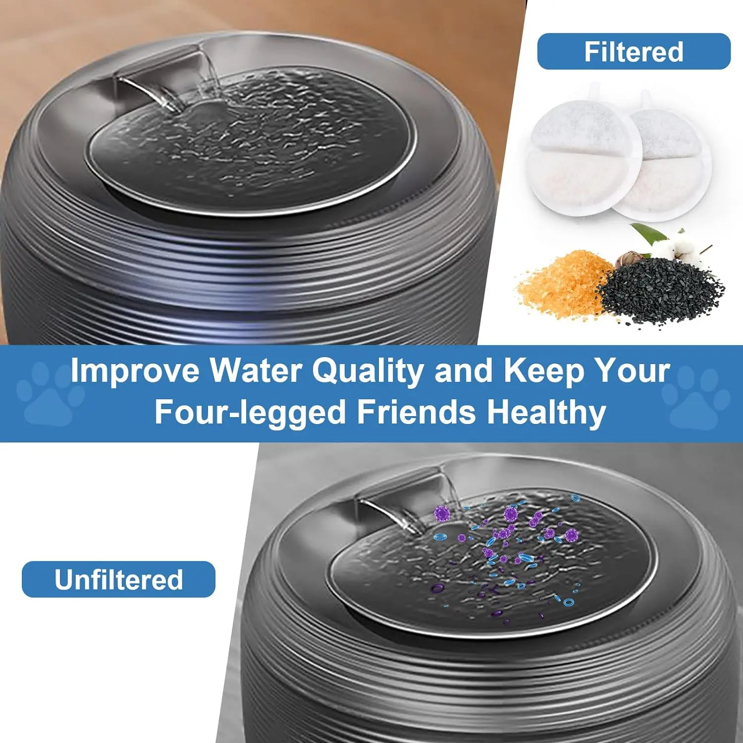 12 Cat Water Fountain Filters  6 Centre Sound-Absorbing Pump Filter Sponges  for 84 Fl Oz / 2.5 L Nugget Lite Drinking Fountain 4