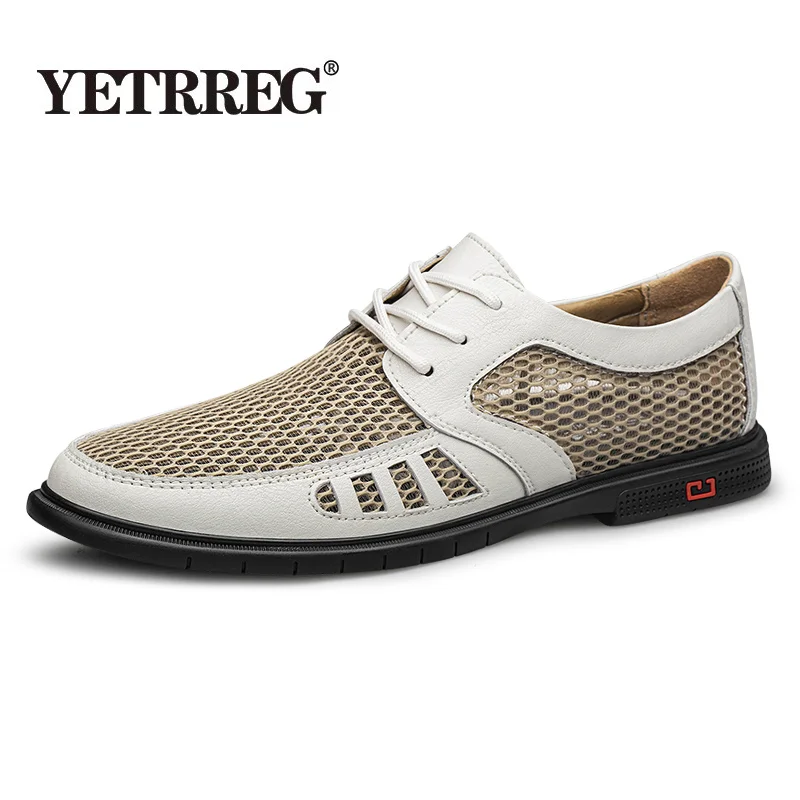 

Summer Fashion Men's Casual Shoes Mesh Breathable Man Business Dress Shoes Genuine Leather Couple Oxfords Shoes Zapatos Hombre