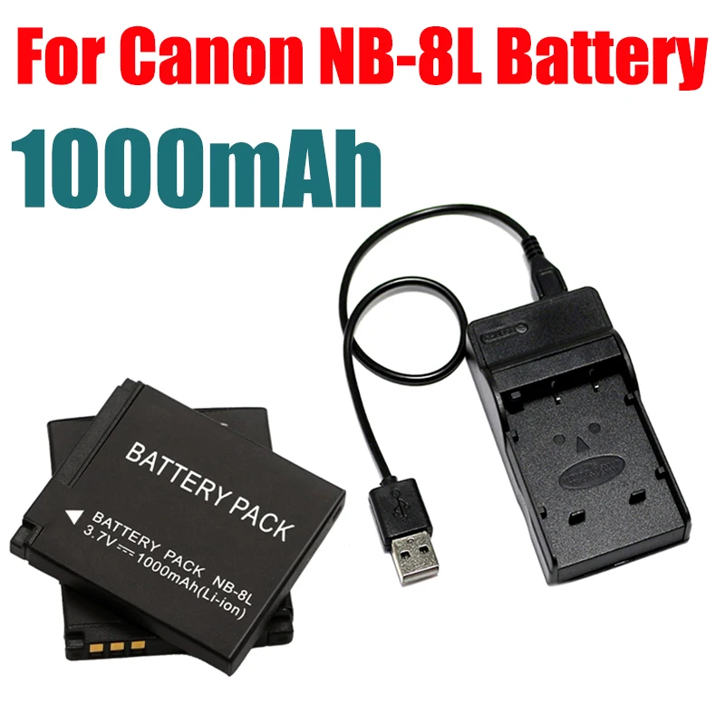 3.7V 1000Mah Nb-8L Nb 8L Nb8L Li-Ion Fotocamera Digitale Batteria + Caricabatterie Per Canon Powershot A3300 A3200 A3100 A3000 A2200 A1200 Is