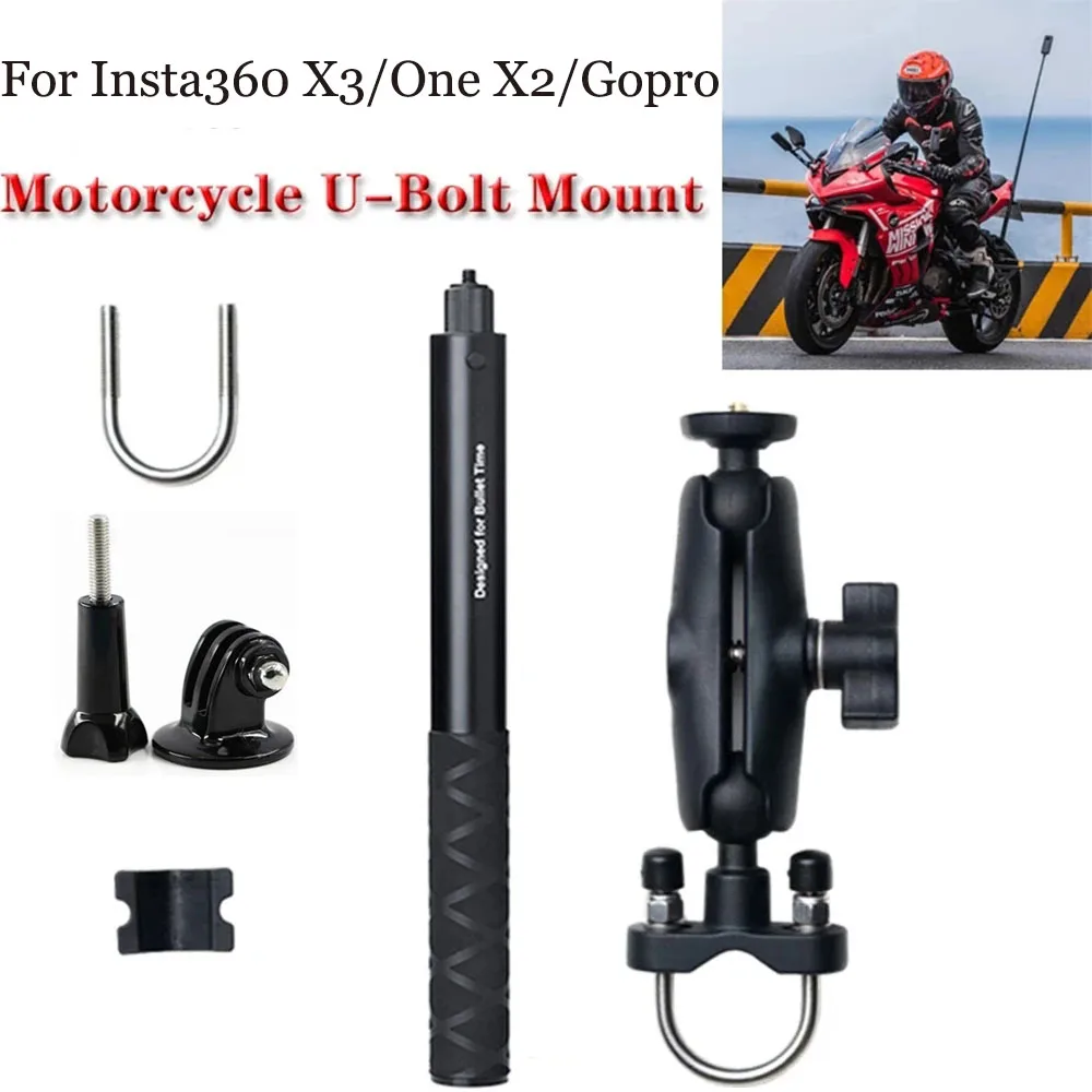 Motorcycle U Bolt Mount Mount Bracket 1/4 Metal Stand Invisible Selfie