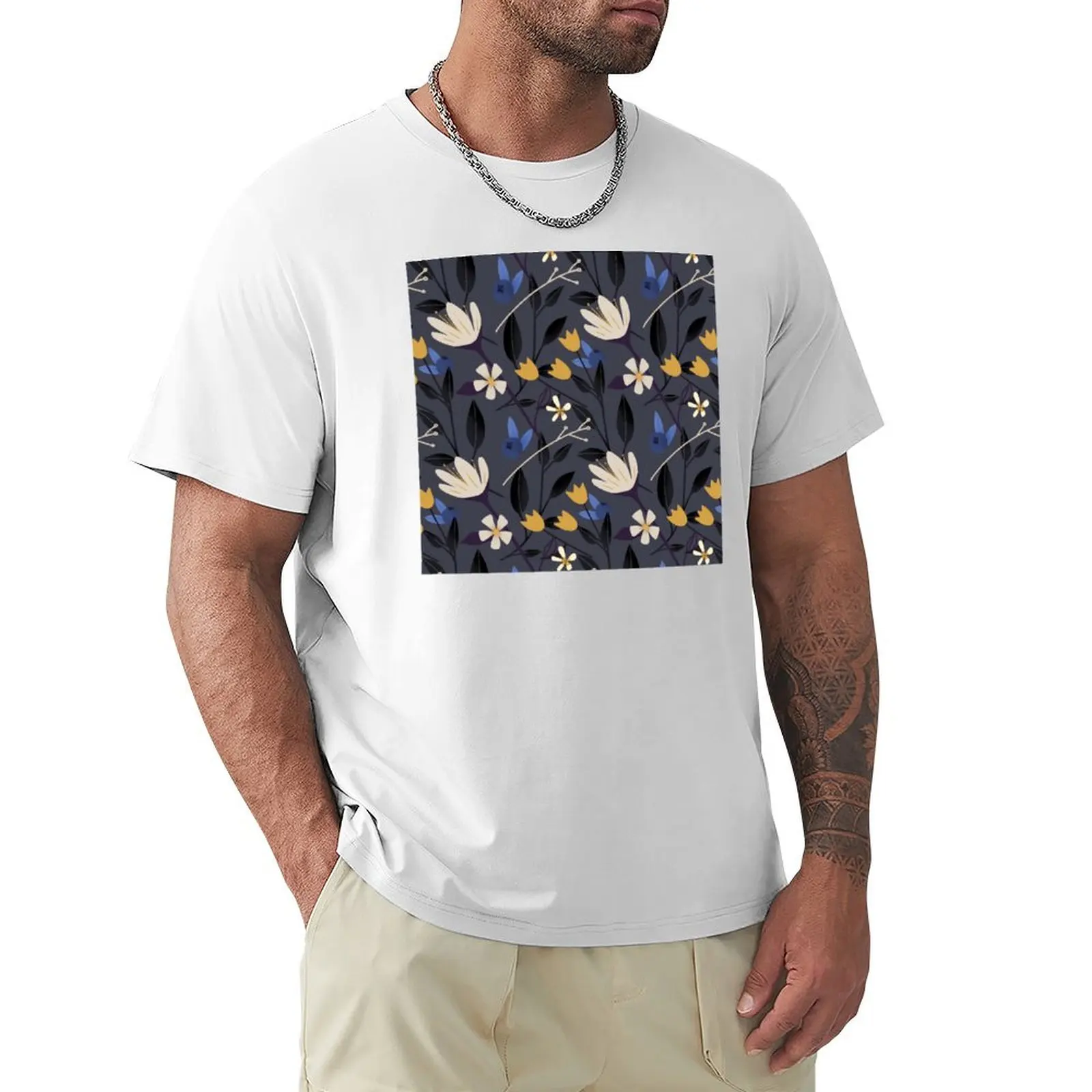 

Winter floral pattern T-Shirt heavyweights quick-drying customizeds plain black t shirts men
