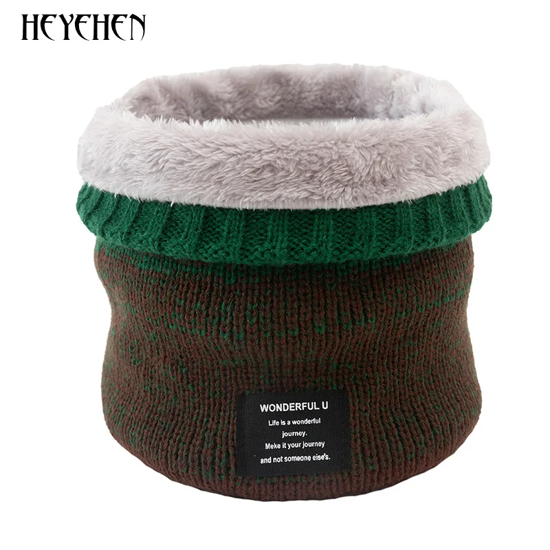 

New Fashion Gradient Color Fleece Unisex Winter Warm Ring Women Knitted Scarf Bandana Solid Scarf Men Headband Neck Shawl