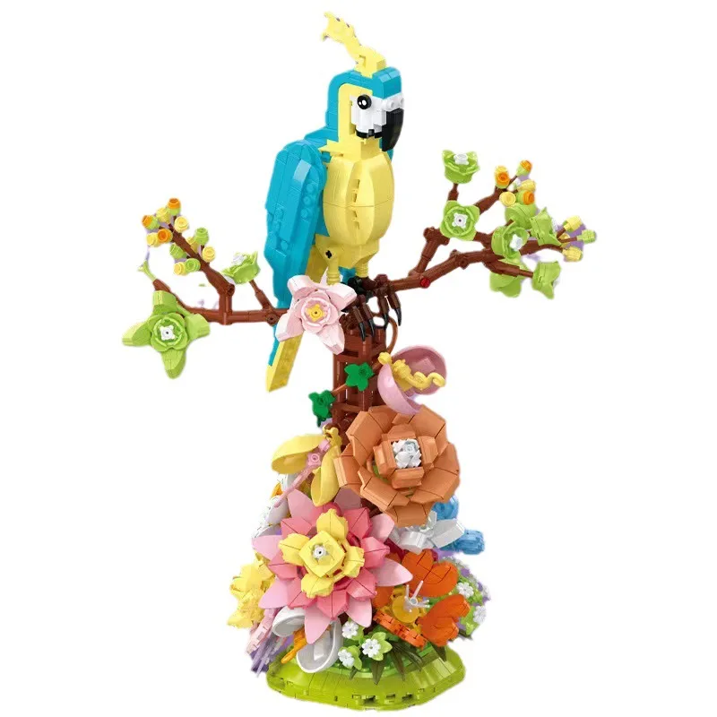 

Creative and Interesting Parrot Flower Bonsai Home Decoration Ornaments Building Blocks Bricks Toys Gifts