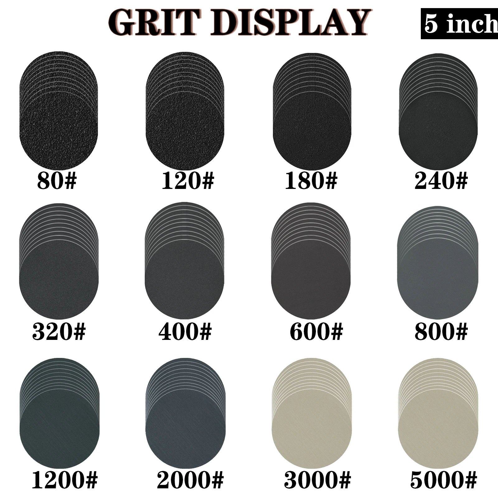 5 Inch Wet Dry Sanding Discs 125mm Hook And Loop Orbital Sandpaper Silicon Carbide 80grit-5000grit