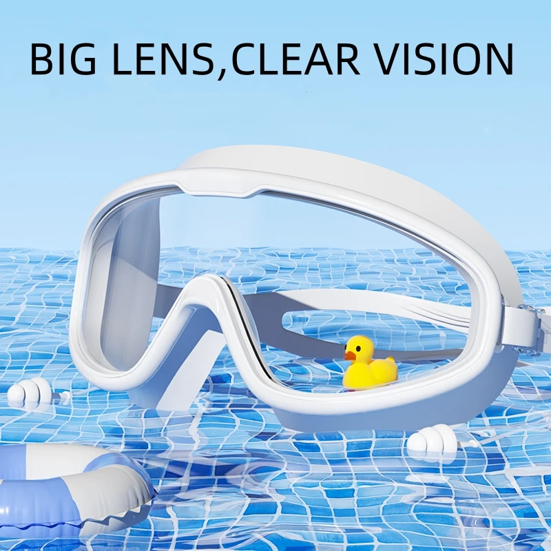 1pc Silicone swimming goggles with large frame, coated with anti fog swimming goggles, Men's and Women's goggles