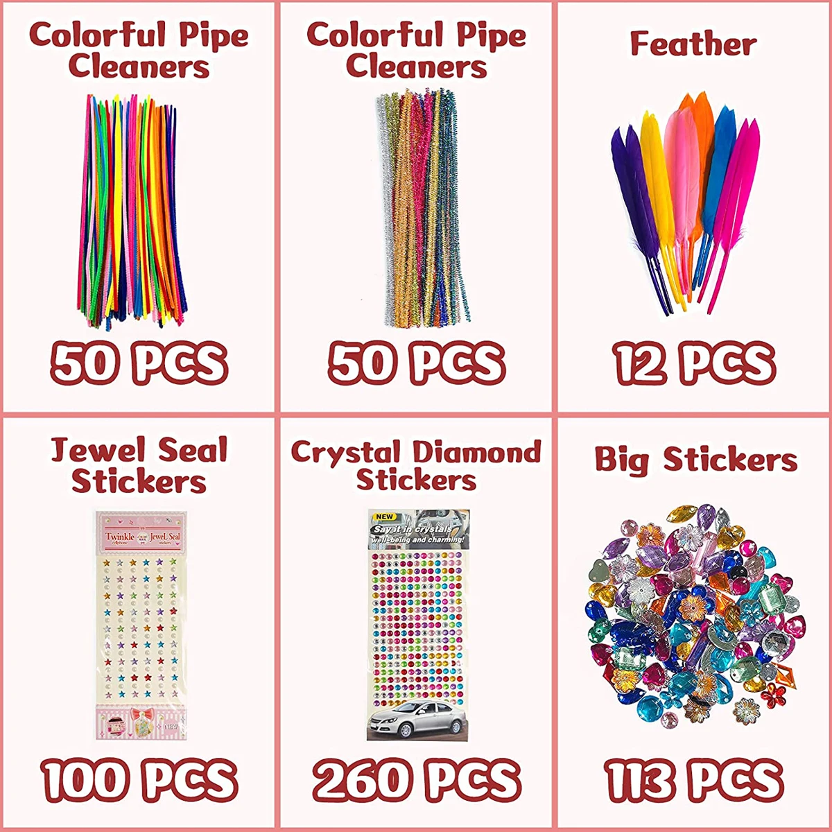 1219Pcs Kids Crafts Craft Set Creative DIY School Project Crafts Toys Fluffy Foam Stickers Feather Buttons Handmade Accessories
