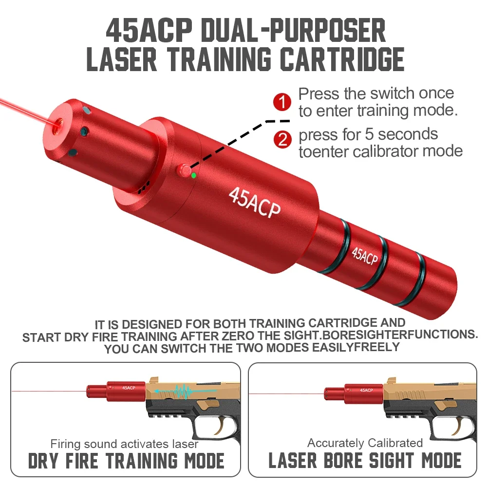 Laser Training Bullet 45ACP dual-purpose magnetic suction laser training bullet red dot laser training bullet dry powder bullet