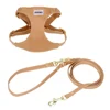 No Pull XXS Puppy Harness with Multifunction Dog Leash Soft Adjustable No Choke Escape Proof Pet Harness Vest Caramel Dog Chest