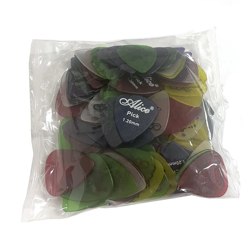 Alice 100pcs Heavy 1.2mm Transparent Matte Guitar Picks Plectrums Polycarbonate Assorted Colors