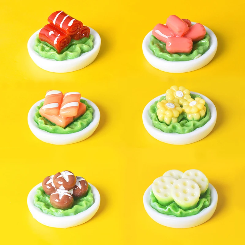 

5Pcs/Set Dollhouse Resin Miniature DIY Homely Dishes Six Kinds of Cuisines Pretend Play Toys