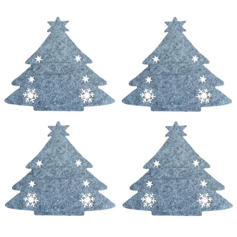 Party Supplies Santa Claus Xmas Tree Snowflake Table Decorations Tableware Organizer Christmas Knife Fork Holder Cutlery Bag