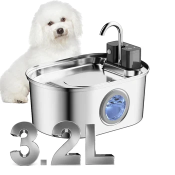 3.2L Stainless Steel Wireless Pet Water Fountain Battery Powered Automatic Cat Dog Water Dispenser 1