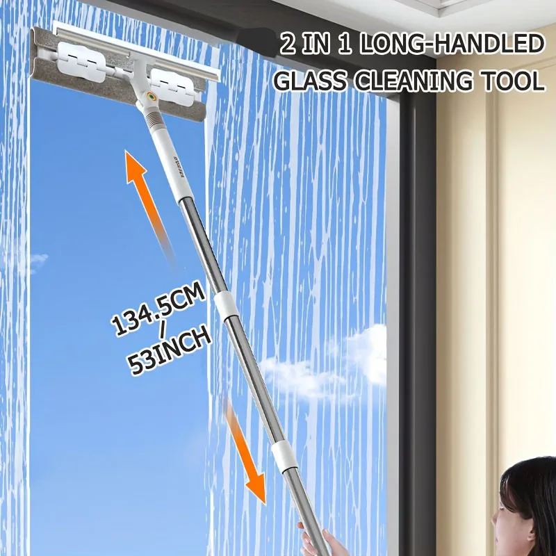 2-in-1 Glass Wiper Multi-Functional Plastic & Stainless Steel Window Cleaning Tool Ideal for Bathroom Outdoor and Glass Surfaces window cleaning squeegee window cleaner window cleaning tool cleaning scraper glass scraper glass window scraper screen cleaning set cleaning squeegee shower squeegee cleaning mop