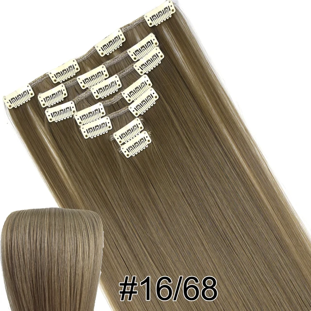 TOPREETY Heat Resistant B5 Synthetic Fiber 130gr Straight clip in hair Extensions 7006 16-68