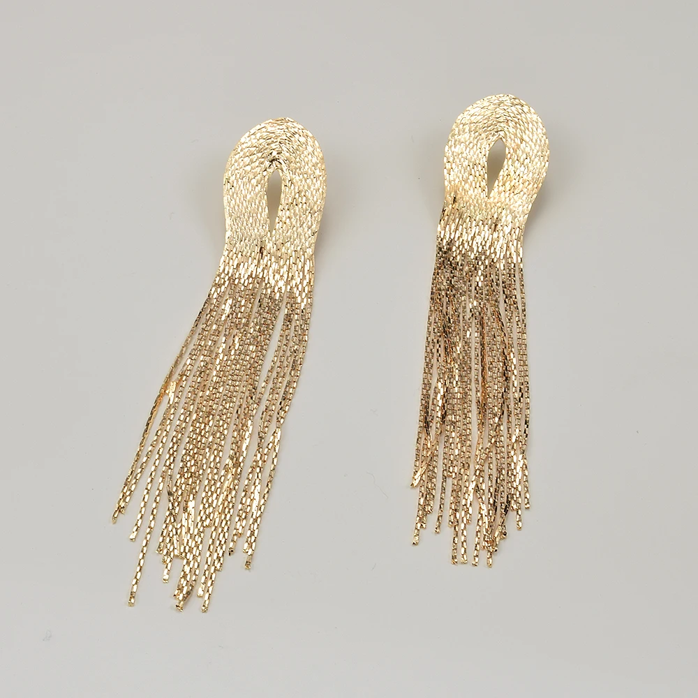 Gold Wholesale Fringe Earrings Trendy Drop Fringe Earrings 18k