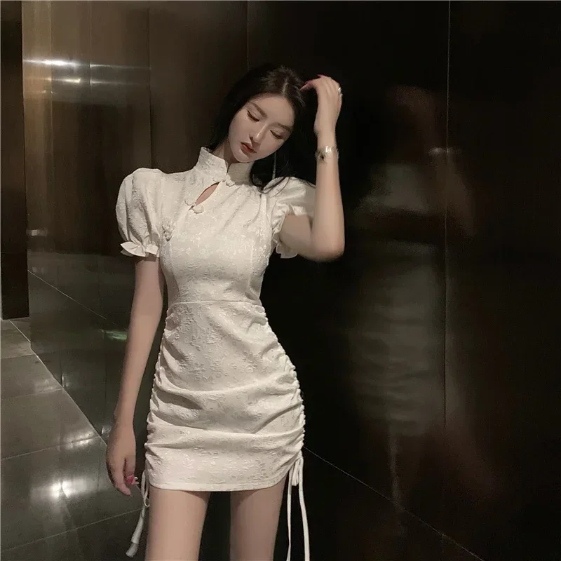

Chinese Improved Cheongsam 2023 Summer New Slim-fit and Skinny-wrapped Buttock Dress for Women Slim Fit Vintage Dress Dresses