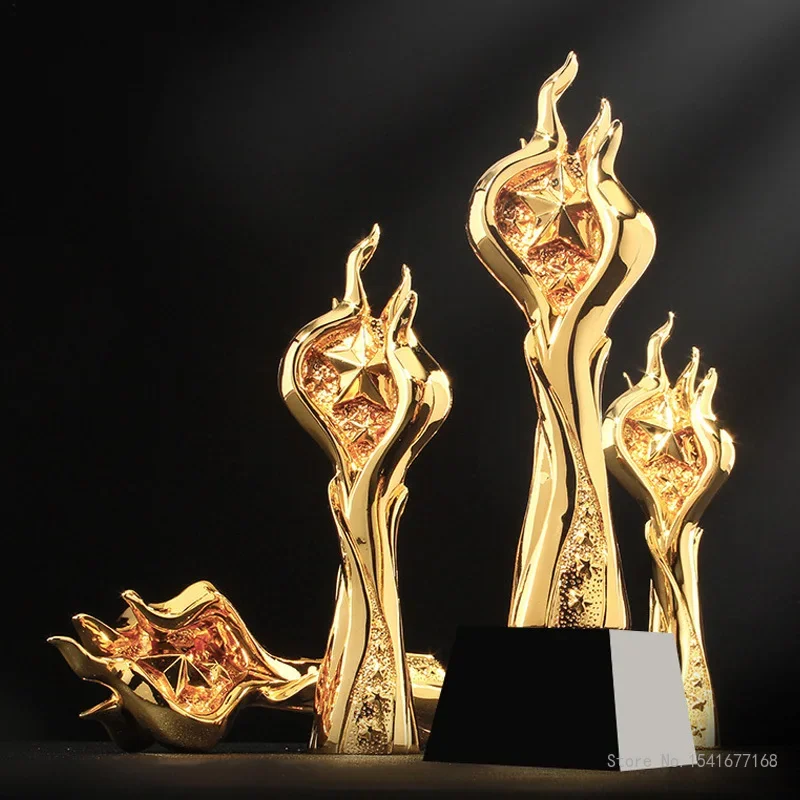 Customized Resin Trophy Award, Electroplating Golden Cup, Sports Trofeo, Educational Excellent Company, Competition Toy, 1Pc