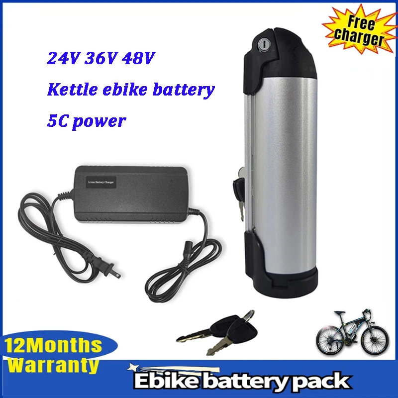 Ebike Water Bottle Battery 24v 36v 48v 10ah Kettle Electric Bicycle